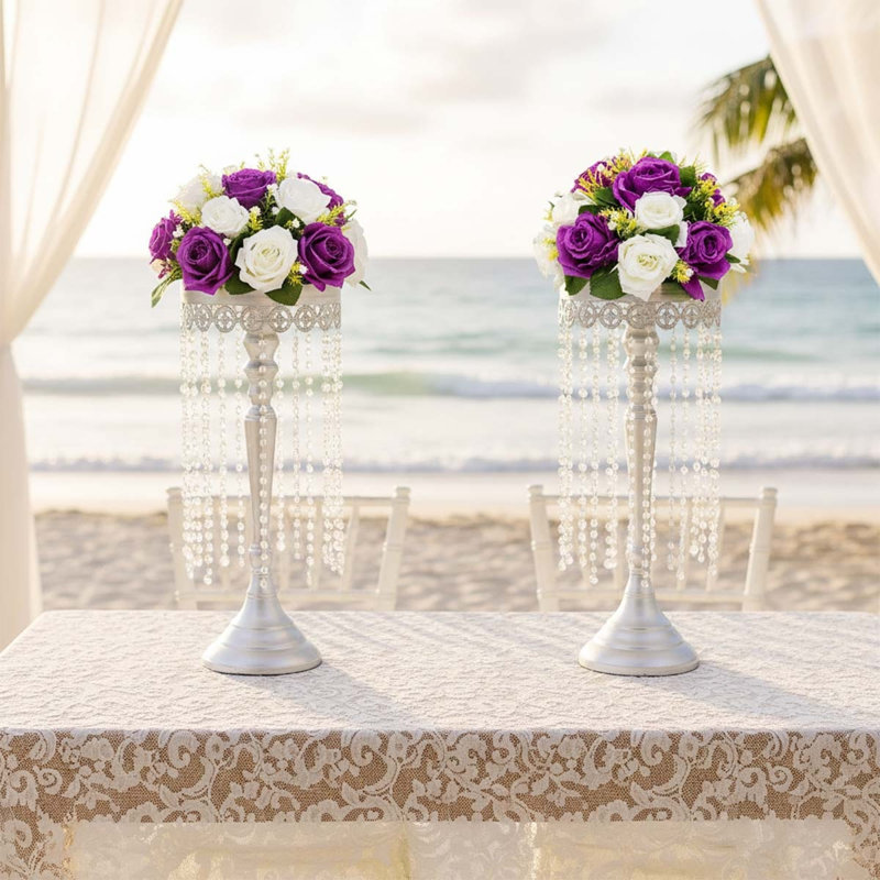 Paquet de 2 fleurs artificielles en soie rose, Mauve