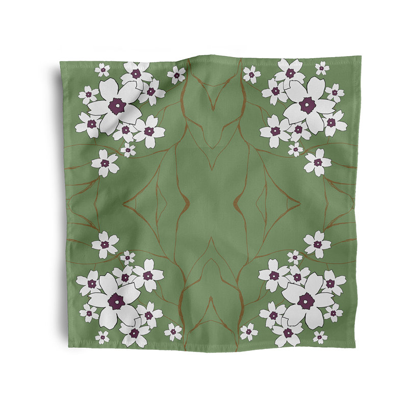 Serviette Brainard, L 18 po x L 18 po, Vert / mauve