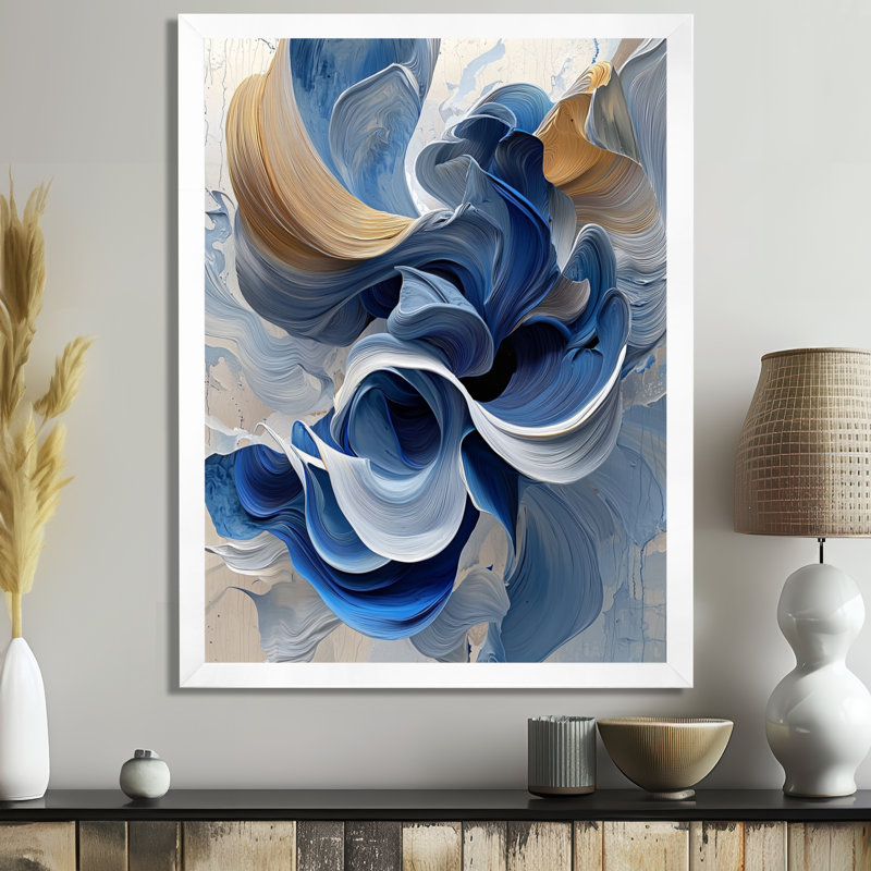 «Sieber», reproduction d'art sur toile abstraite, H 44 po x l 34 po, Reproduction encadrée d'une seule photo, Blanc
