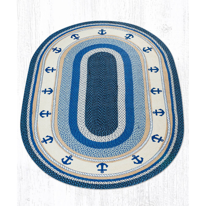  Tapis en jute tressé à motif oval Anchor, 5 pi x 8 pi