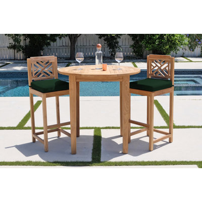 Ensemble de 3 tables de bar en teck avec table ronde de 40 po Monterey