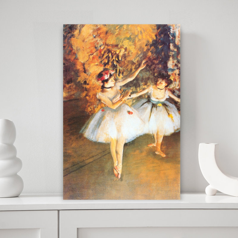 Deux danseurs sur scène, impression d'art contemporain classique coloré, H 18 po x l 12 po
