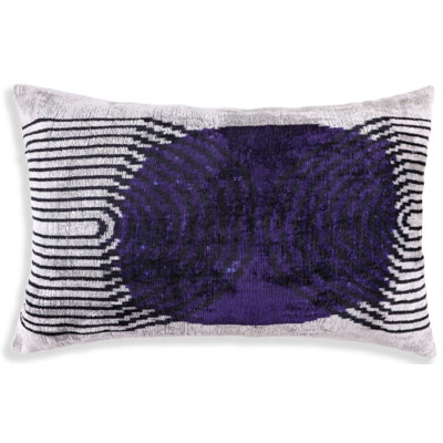Luxury Purple Silk Velvet Throw Pillow 16X24 – Handmade Modern Geometric Lumbar