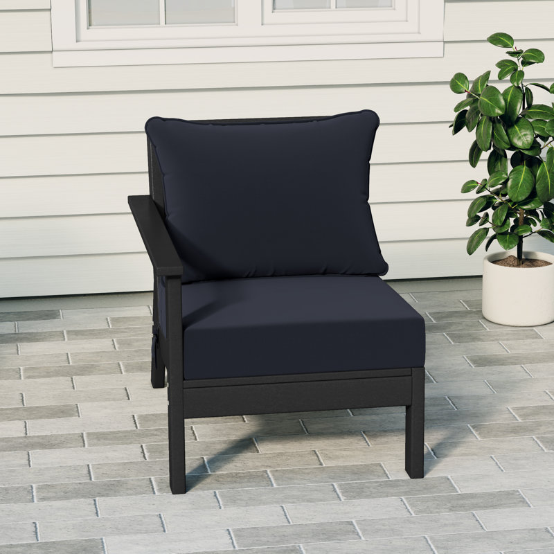 Chaise avec accoudoirs profonds à gauche avec coussins, Black, Navy Blue