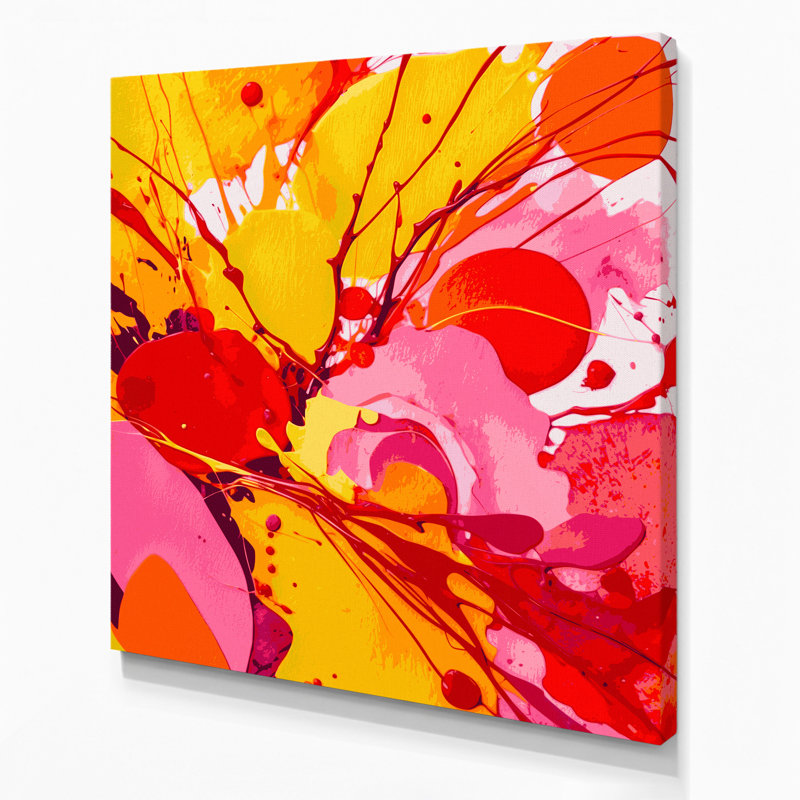 Art abstrait sur toile, aquarelle abstraite rouge, H 32 po x l 32 po