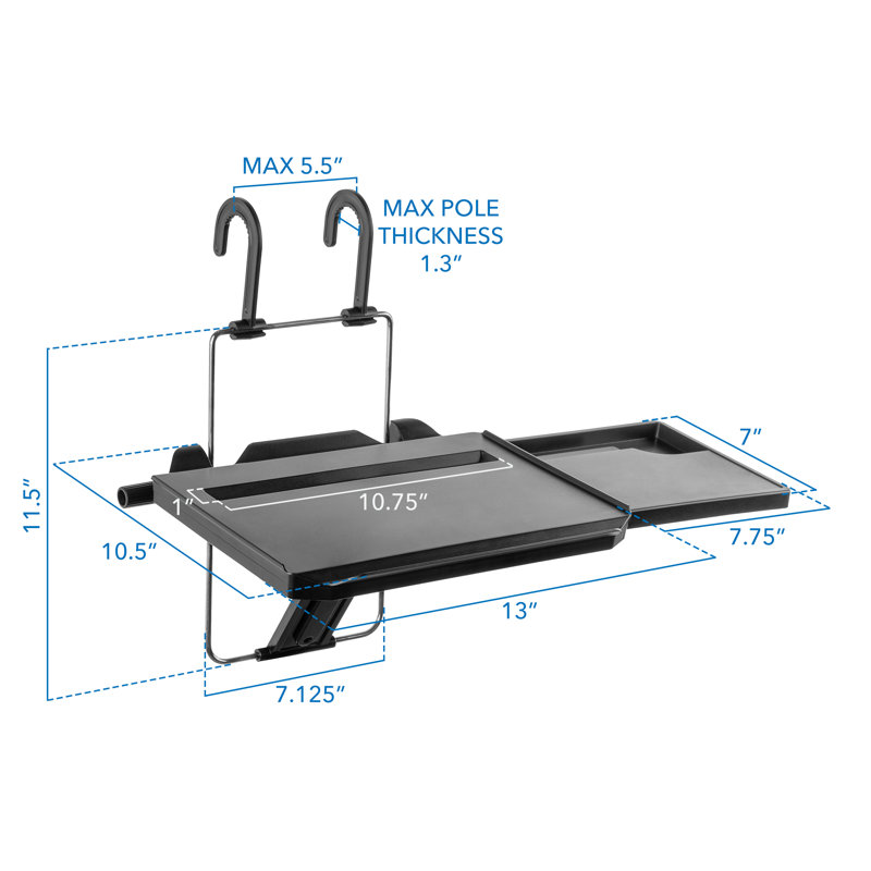 Support à clavier à hauteur réglable noir Mount-It pour écrans de moins de 20 po avec tablettes pouvant supporter jusqu'à 6,6 lb