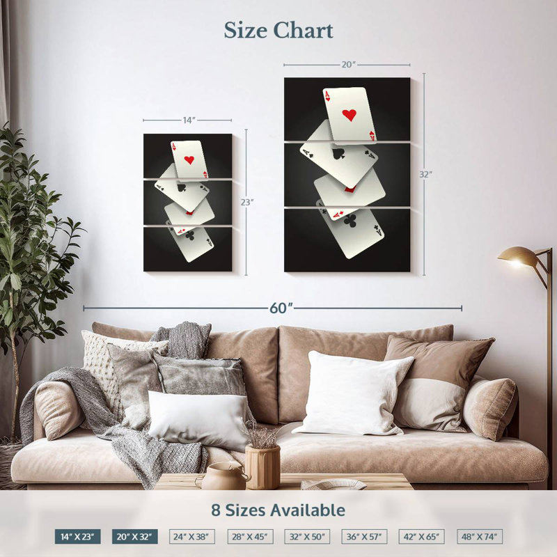 Senne Four Aces Cards, 32" H x 20" W