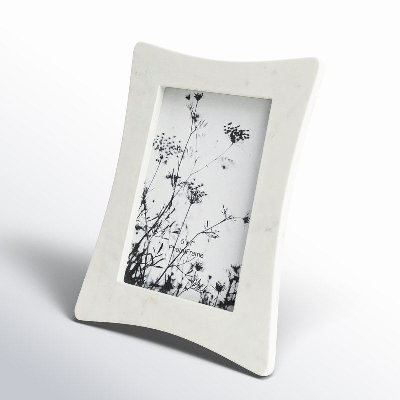 Ashe Neutral Modern Marble Curved Photo Frame, 5" x 7"