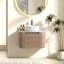 Meuble-lavabo de 24 po avec lavabo, armoire murale en chêne miel avec porte-serviettes gratuit, lavabo simple en céramique blanche, sans drain et robinet, pré-assemblé-654635011-654635009