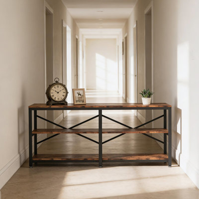 Rustic Farmhouse Style Sofa Table,3-Tier Hall Table,Console Table,TV Stand,Bookshelf