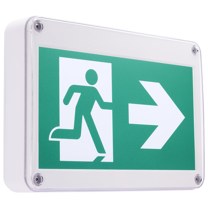 Enseigne de sortie verte Runing Man - 120 / 347V - 2hr de secours - Simple / double face - Fixation universelle - Emplacement mouillé - Température basse