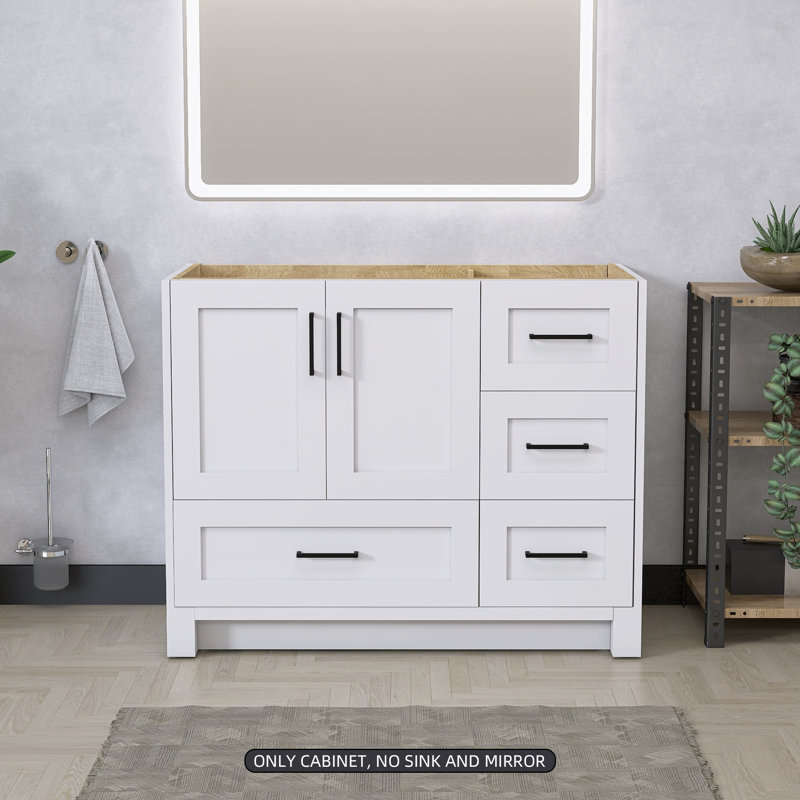 Solid wood 42" Single Bathroom Vanity Base Only in White