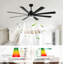 Ventilateur de plafond à moteur à courant continu réversible moderne à 6 vitesses avec ensemble de lumières Aviator-Inspired, noir mat