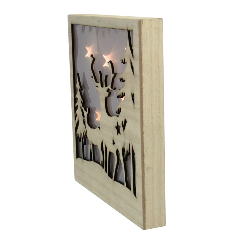Plaque murale de Noël en bois à DEL