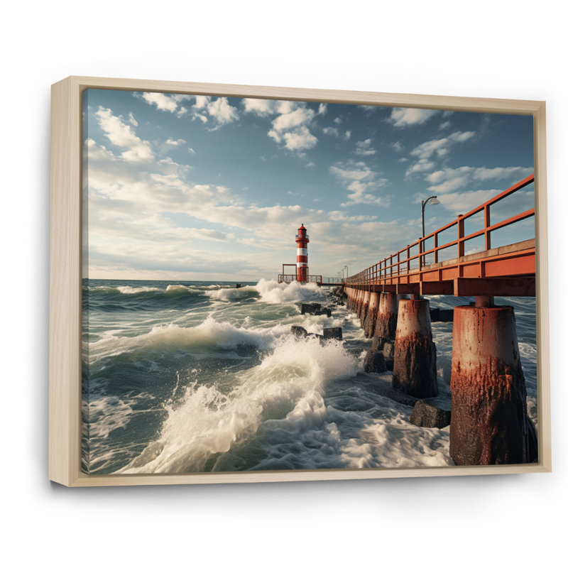 Pier Whispering Waves III sur impression sur toile, H 12 po x l 20 po, Cadre naturel flottant