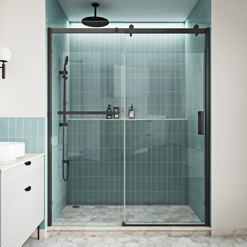 Poignée de porte de douche carrée 8 po - Plaque de tirage en acier inoxydable à double face pour verre épais de 1/4 po à 1/2 po