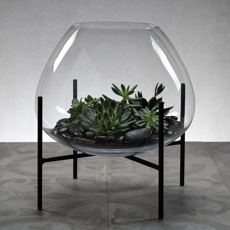 Vase de table en verre transparent 17,5" Amirreza