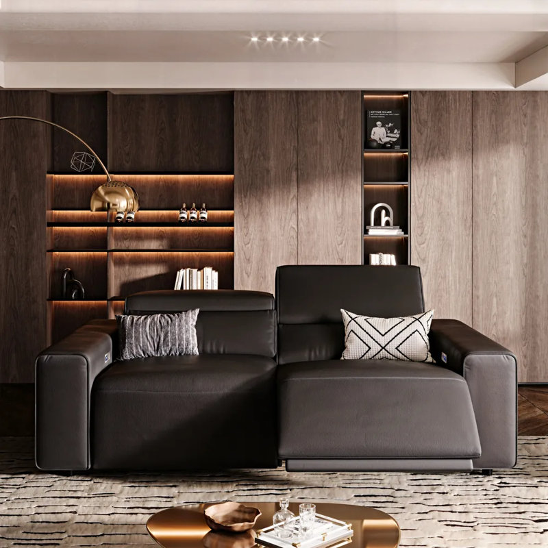 Canapé inclinable électrique Benjamin, 28.5" H x 77" W x 40.5" D, Noir