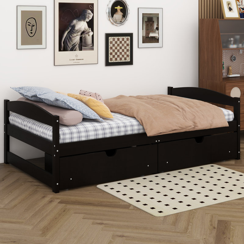 Platform Bed With Two Drawers, Espresso