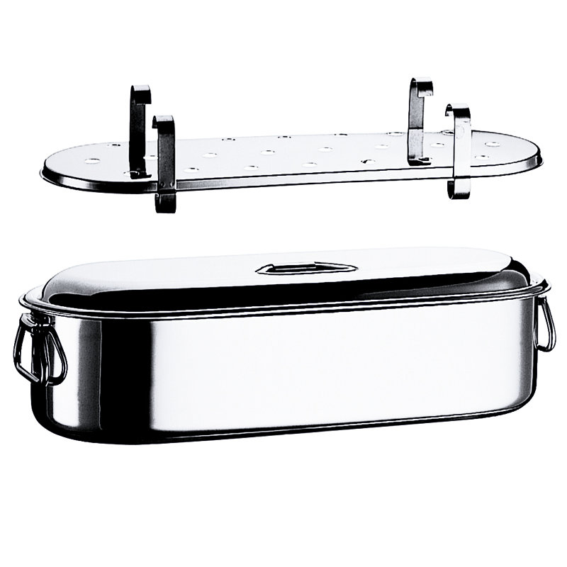 Fish Cooker with Grill and Lid 17.72" - 1 Piece - Stainless Steel