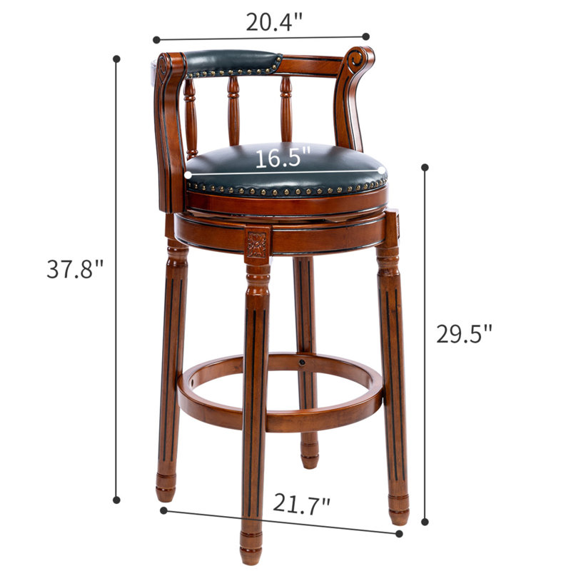 Tabouret de comptoir pivotant de 29,5 po avec structure en bois massif