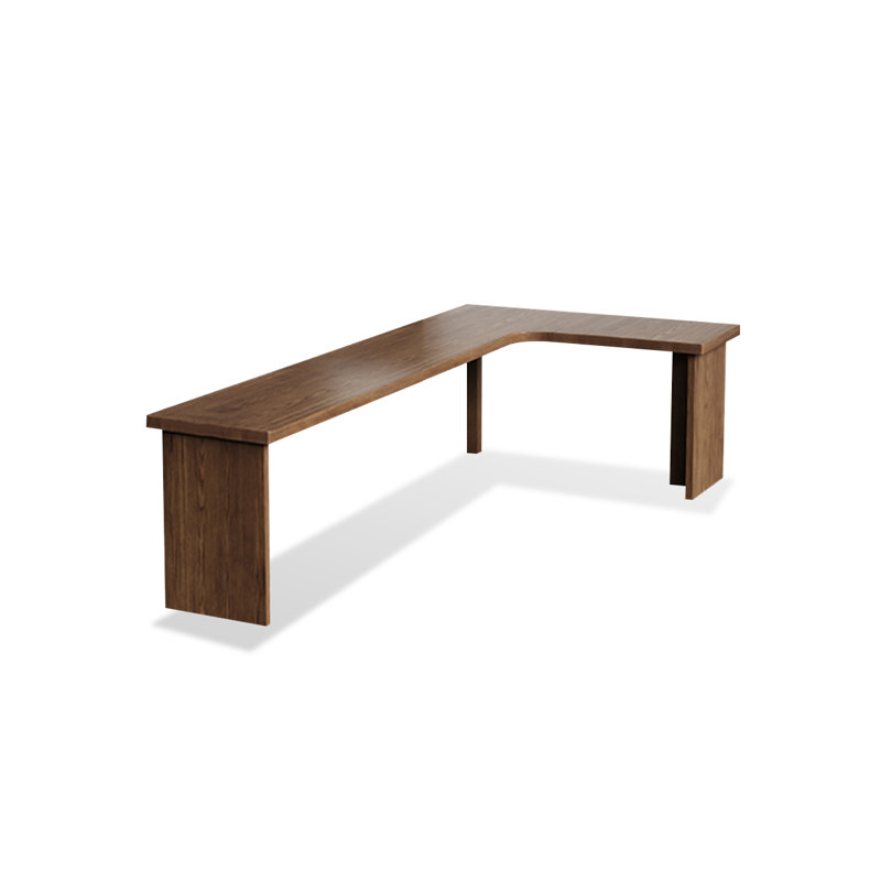 Nut-brown L-Shaped Solid Wood desk, 29.53" H x 70.87" W x 47.24" D, Right Hand Return