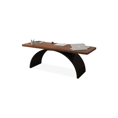 Light-walnut  Rectangular Solid Wood  Iron Desk