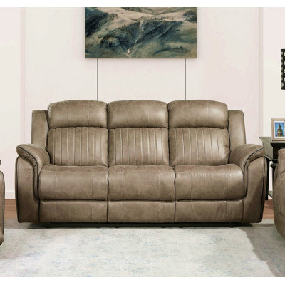 1Pc Double Reclining Sofa Plush Comfort Pillow-Top Arms Vertical Tufting Solid Wood Luxury Living Room Furniture