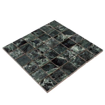 Carreau de mosaïque carré en porcelaine de 12 po x 12 po Regalia Verde Alpi