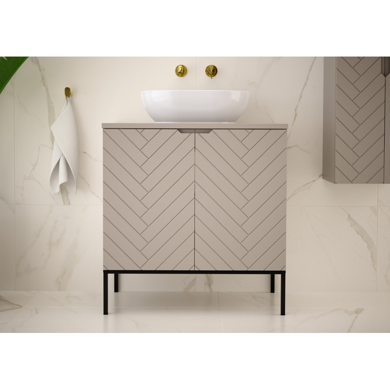 Rigdel Washbasin Cabinet 80, Brown/Black