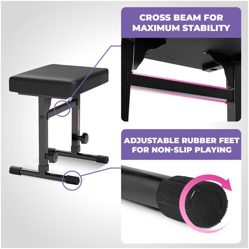 Ensemble de support et de banc de piano pliable avec support pour piano liquide de 54 à 88 touches pour pianos électriques, tabouret et support pour piano