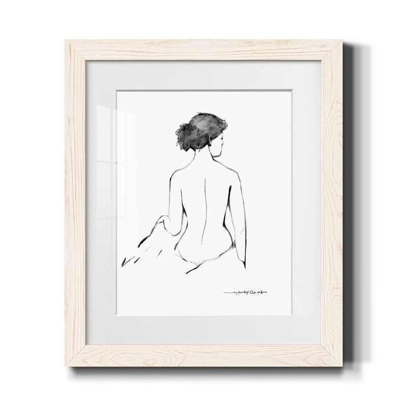 Silhouette croquis II - reproduction de photo encadrée sur papier, H 20 po x l 17 po x P 1,5 po, Blanc
