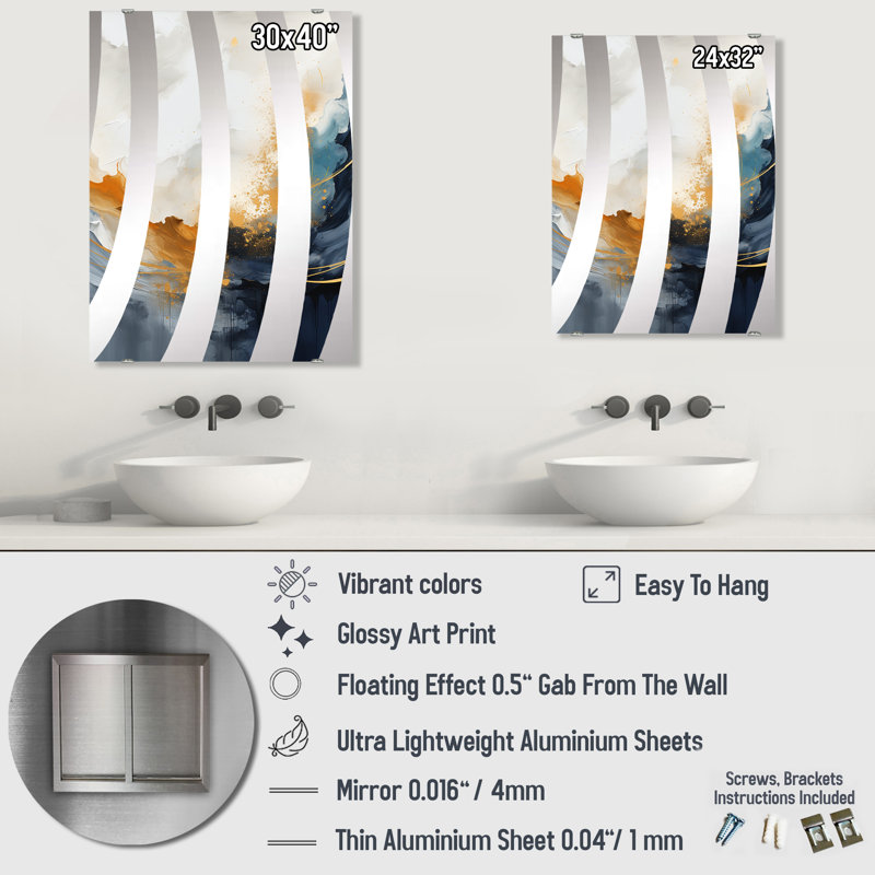 Adera - Miroir à peinture abstraite, décoration murale MIR137810, 32 po x 24 po