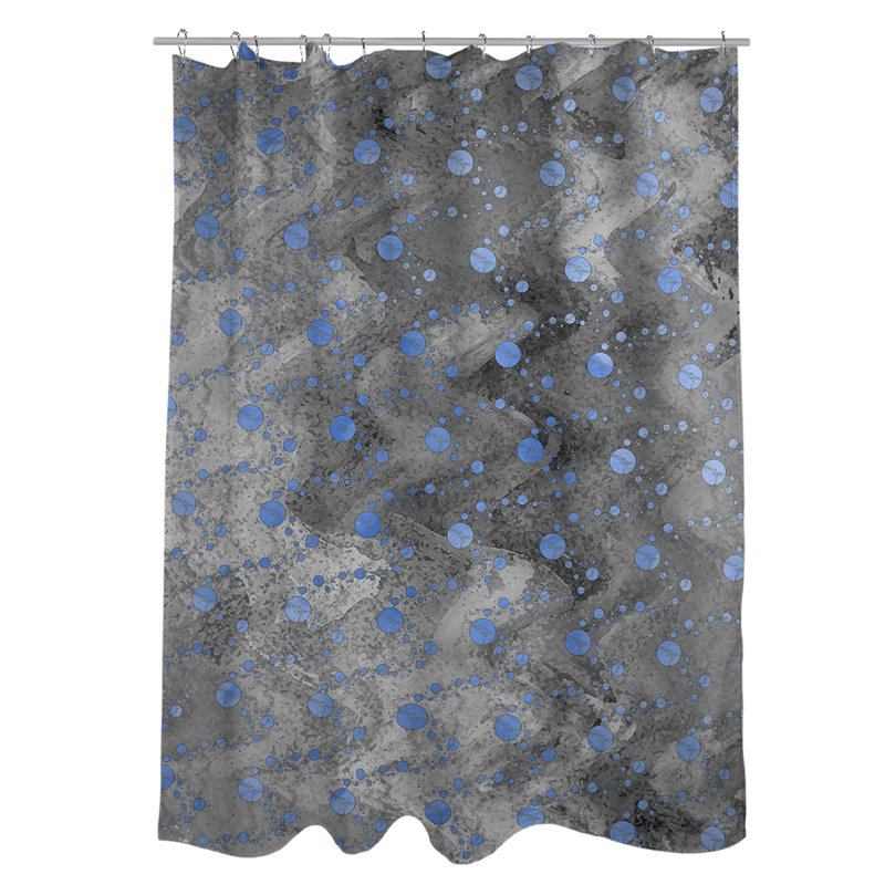 Rideau de douche simple planètes et étoiles, Bleu / Noir