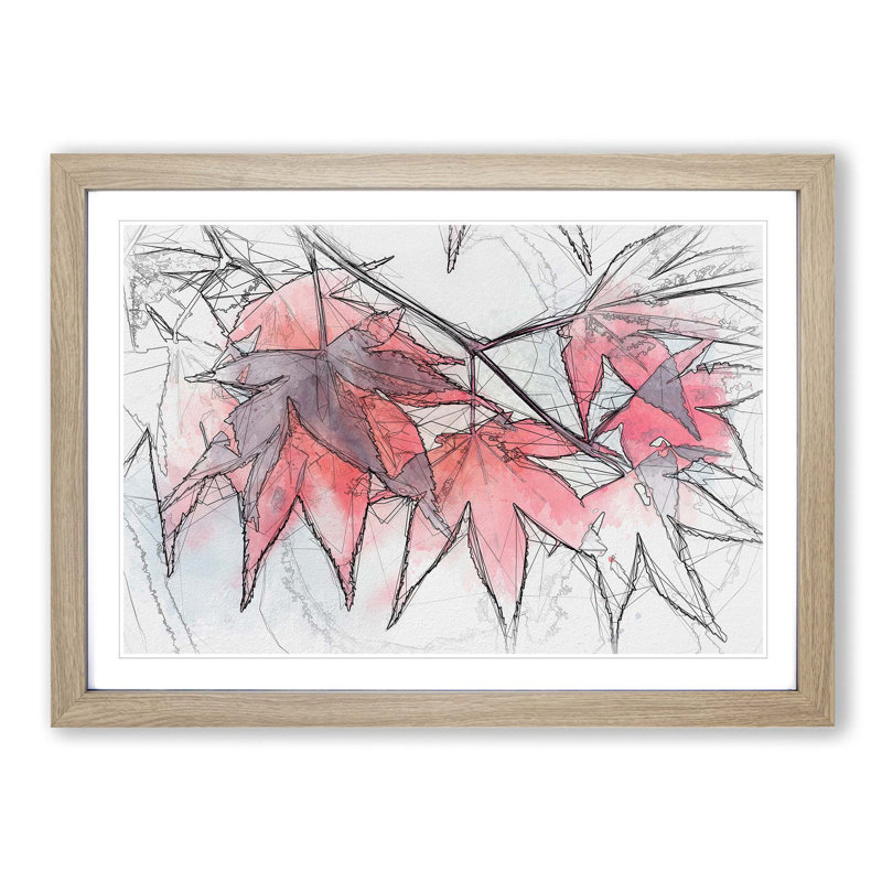 Leaves of a Maple Tree in Abstract - Picture Frame Graphic Art Print, Oak Framed, 36cm H x 48cm W x 2cm D