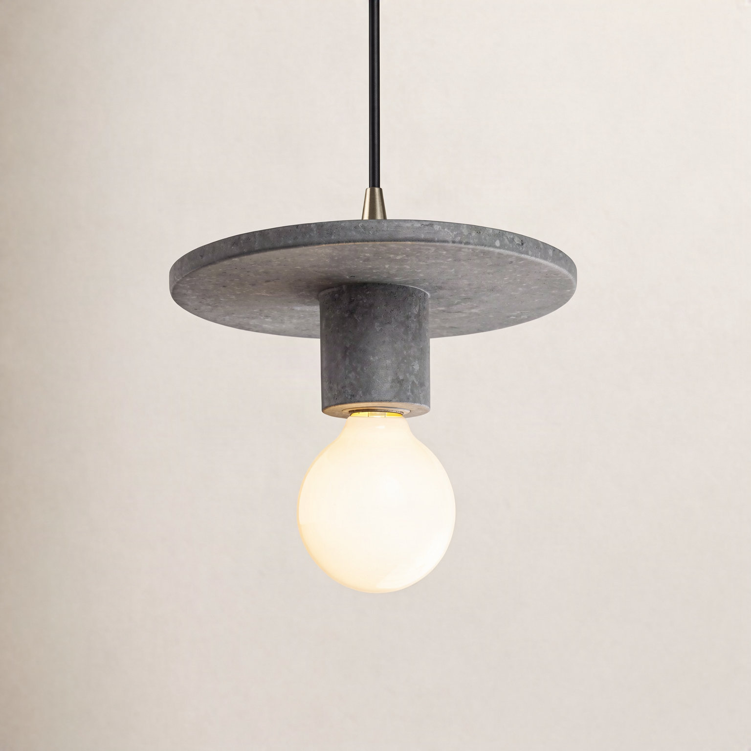 Leni Dimmable 1 - Light Pendant, Concrete, Antique Brass