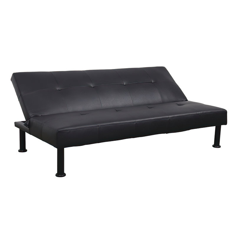 Merridale Twin 64'' Faux Leather Tufted Convertible Sofa