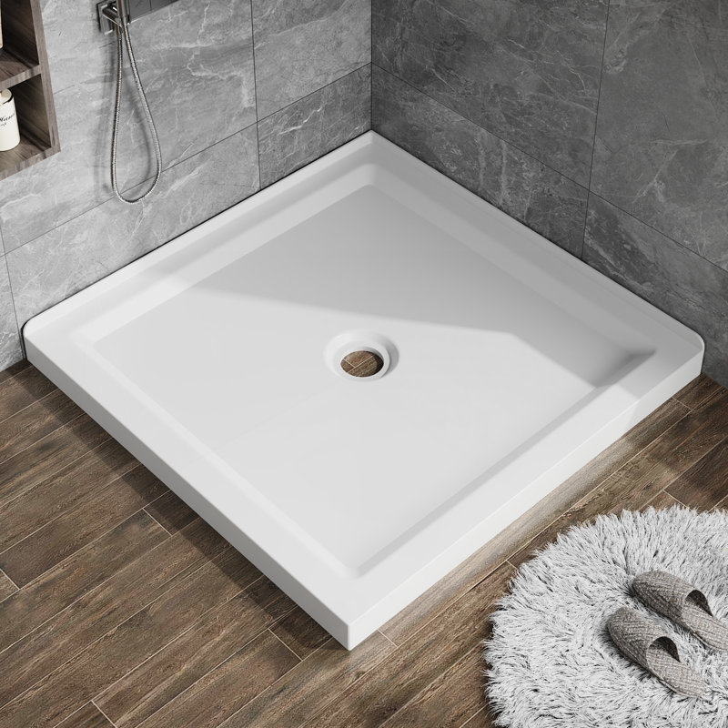 36 po. X 36 po. Base de douche 3,3 po. Hauteur: 33 po., Blanc