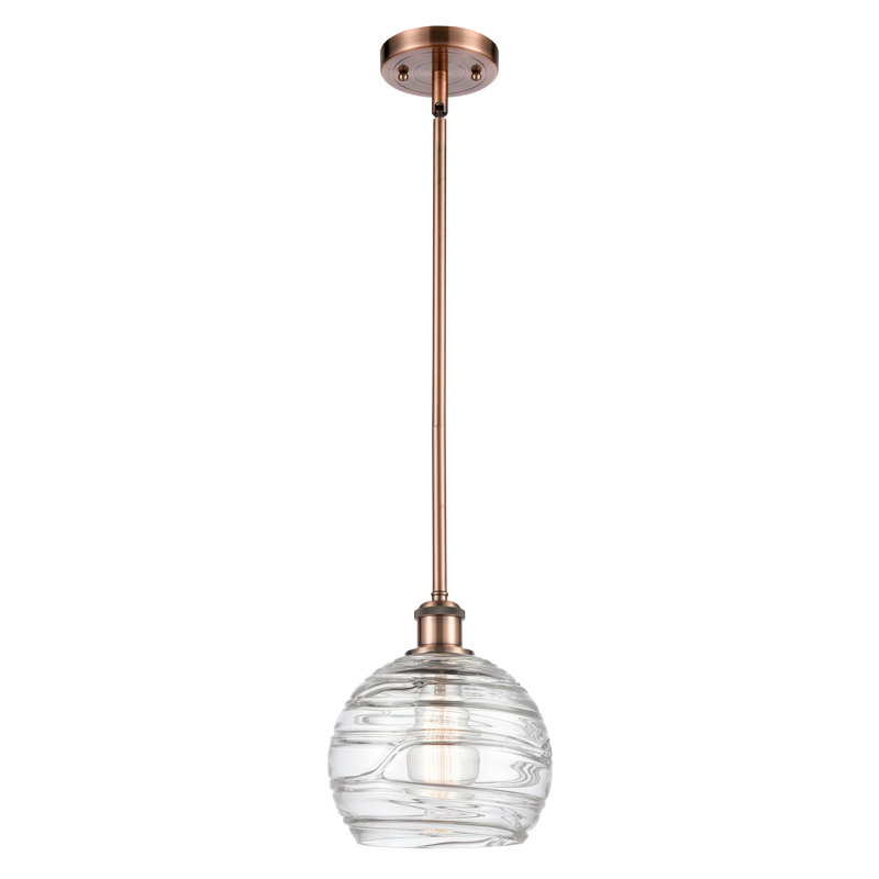 Luminaire suspendu en forme de globe à 1 lumière Althoff, H 8 po x l 6 po x P 6 po, Cuivre antique