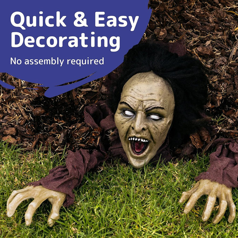 Décoration d'Halloween rampant zombie - Zombies qui sortent du sol - Décorations d'extérieur zombies effrayantes pour les maisons hantées, les cimetières et les fêtes d'Halloween - 6 x 5 x 7 pouces
