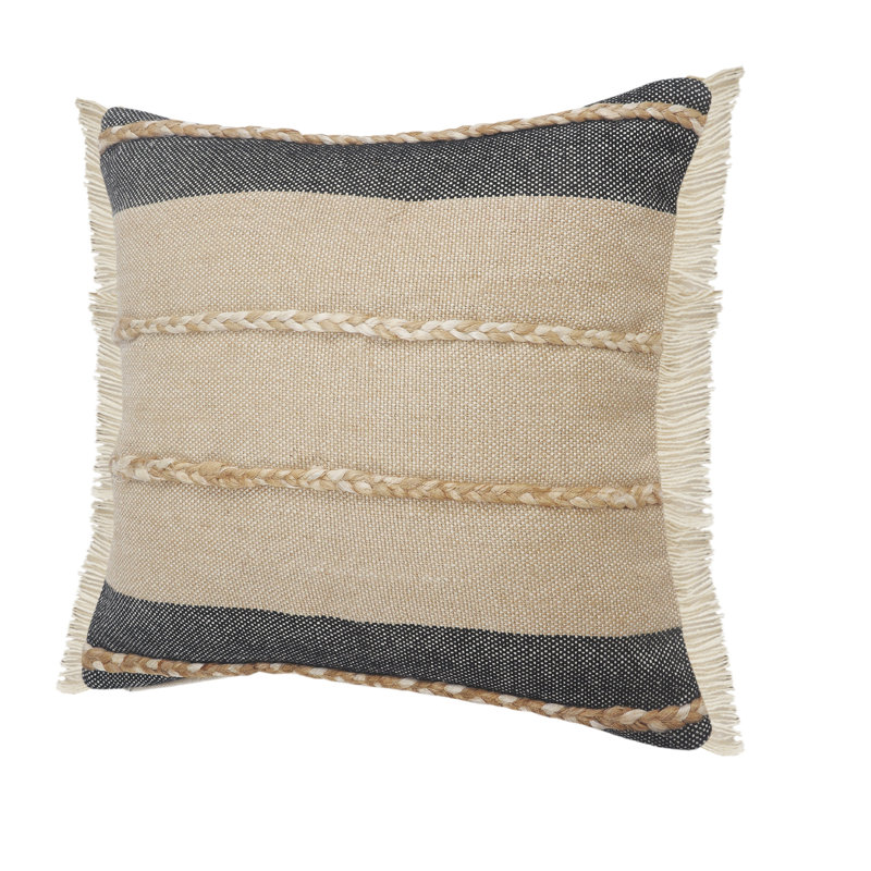 Housse de coussin décoratif en coton tressé à rayures Atlantis, 24 po x 24 po, Housse de coussin seulement - sans coussin