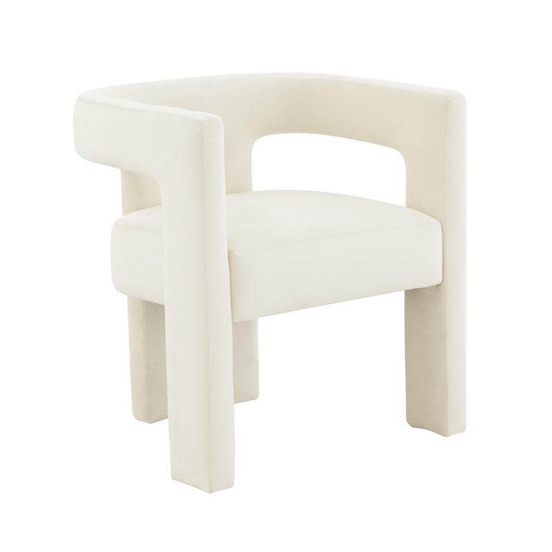 Yaleni 24.6" W Velvet Armchair, White Velvet