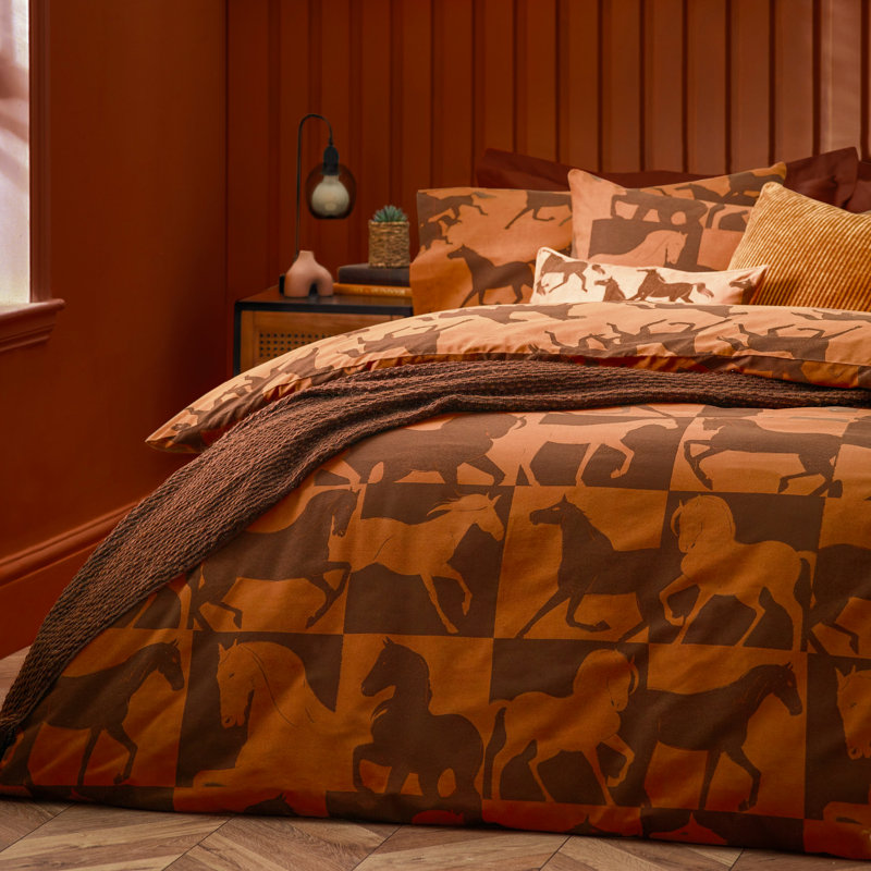 Herve Duvet Cover Set with Pillowcases Included, Orange, King Duvet Cover + 2 Standard Pillowcase