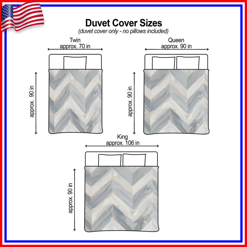 Gray Chevron Marble Texture Duvet Covers, Twin