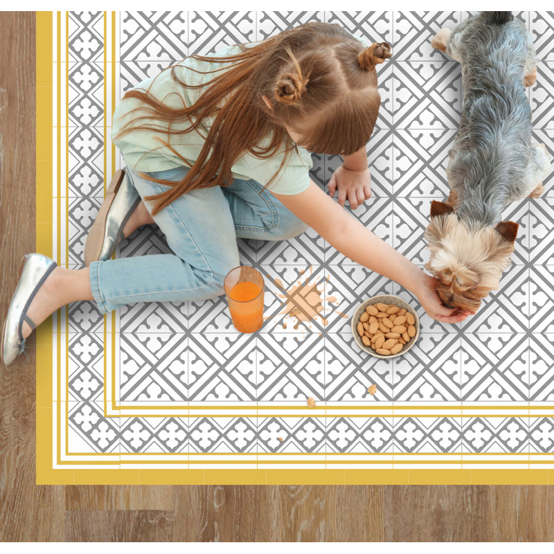 Georgianne Vinyl Machine Printed Area Rug, Rectangle 100 x 133cm