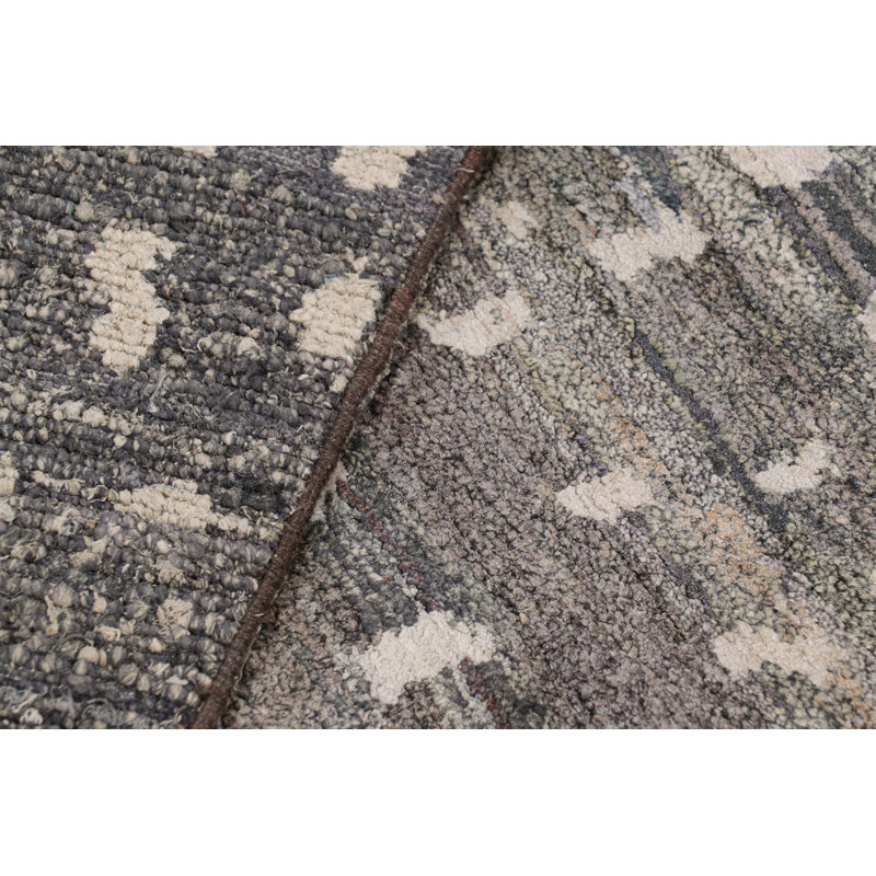 Rug & Kilim’S Moroccan Style Rug In Gray With White All-Over Geometric Patterns