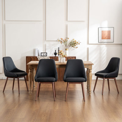 Padded Dining Chair with Wooden Legs Comfortable Upholstered Side Chair with Backrest & Sturdy Construction Modern Kitchen Chair for Dining Room, Living Room, Kitchen