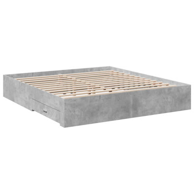 Vidaxl Bed Frame With Drawers Concrete Grey