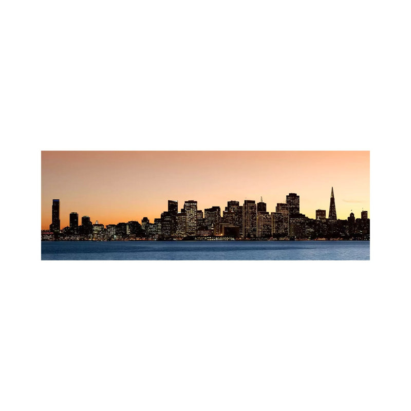 Buildings Lit Up At Dusk, San Francisco, California, USA 2010 - Wrapped Canvas Panoramic Print