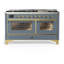 Majestic III Series 60 Inch Dual Fuel Range with 7 Sealed Burners, Griddle, in Blue Grey (Liquid Propane, Burnished Trim)-117886129-117886130-117886135